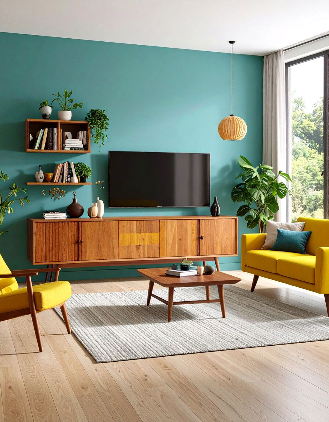 Slim Media Console with Hairpin Legs - 20 Small Living Room Ideas With Tv