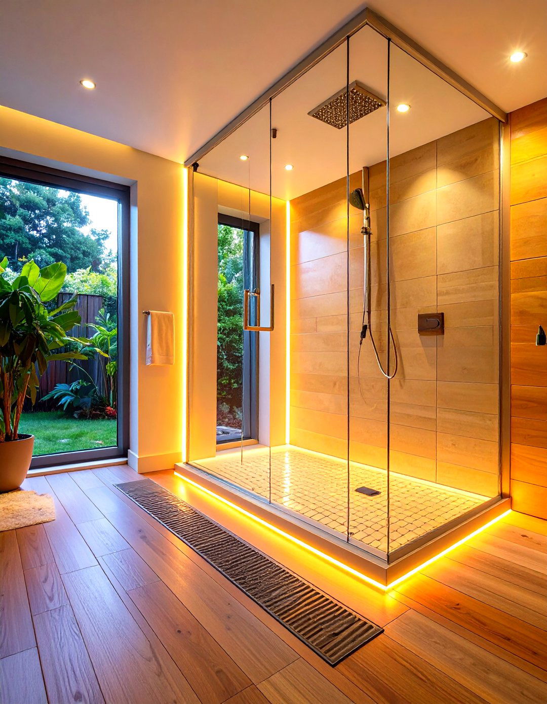 Slim Profile Linear Drain - 20 Small Bathroom Walk in Shower Ideas