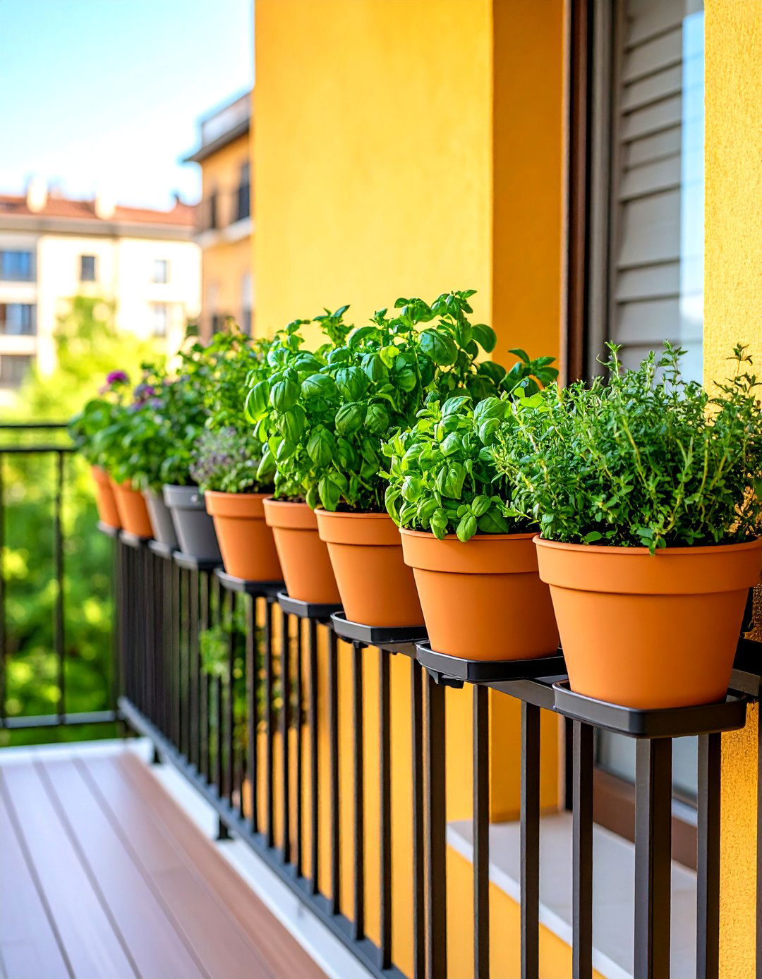 Small Apartment Balcony Rail Herb Garden - 20 small apartment decorating ideas