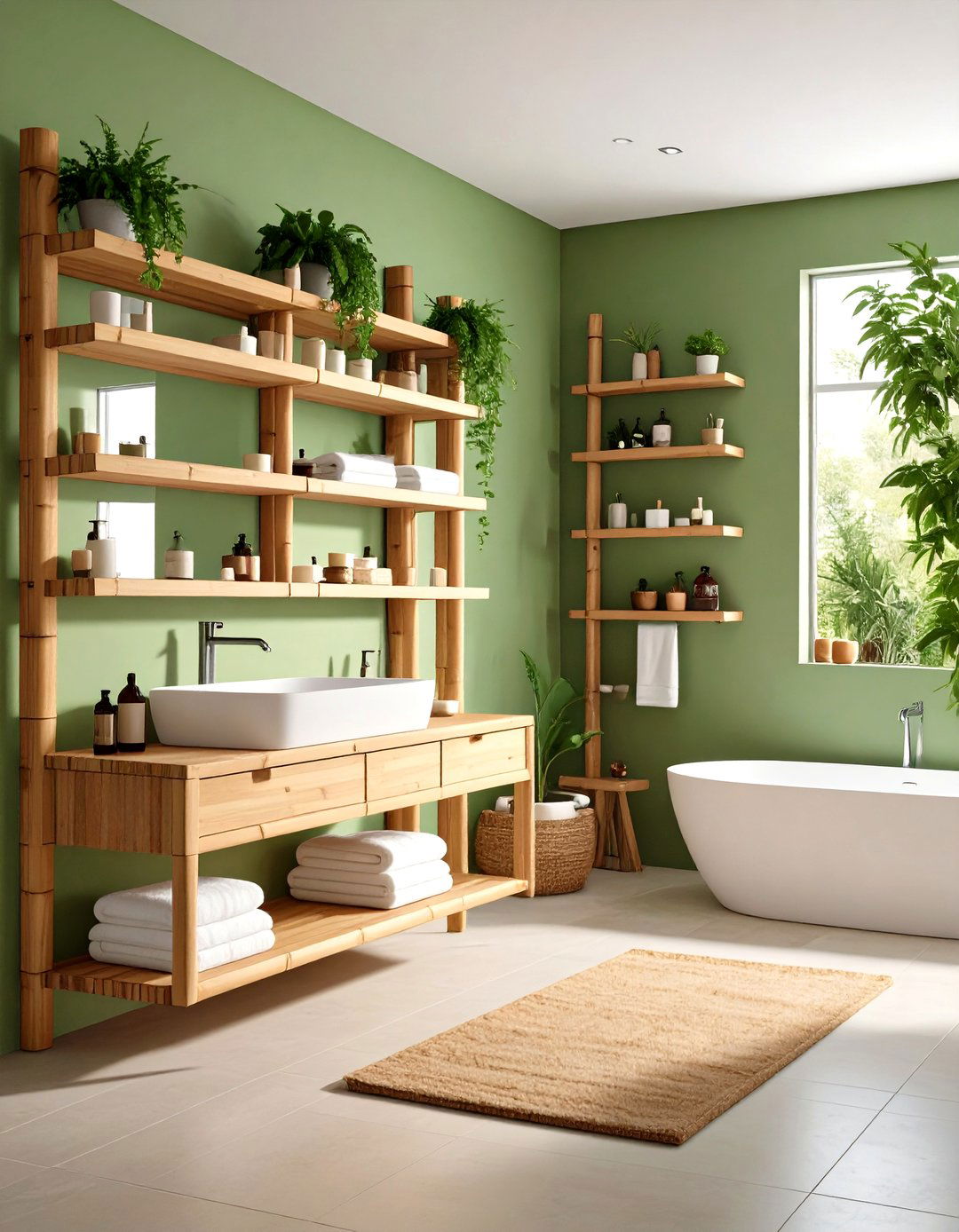 Small Bathroom Bamboo Floating Shelving Eco Friendly - 20 Small Bathroom Shelving Ideas