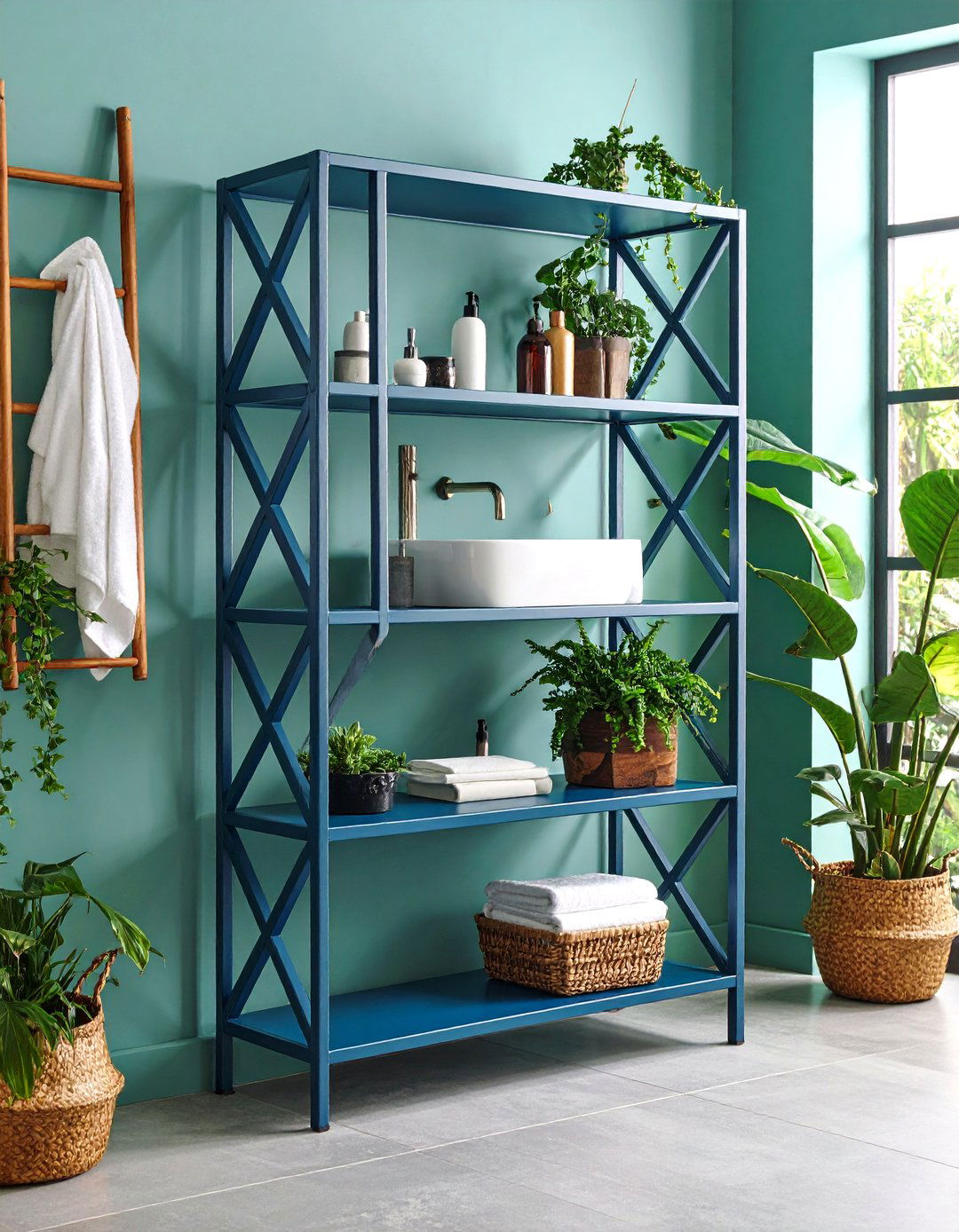 Small Bathroom Geometric Metal Shelving Architectural - 20 Small Bathroom Shelving Ideas