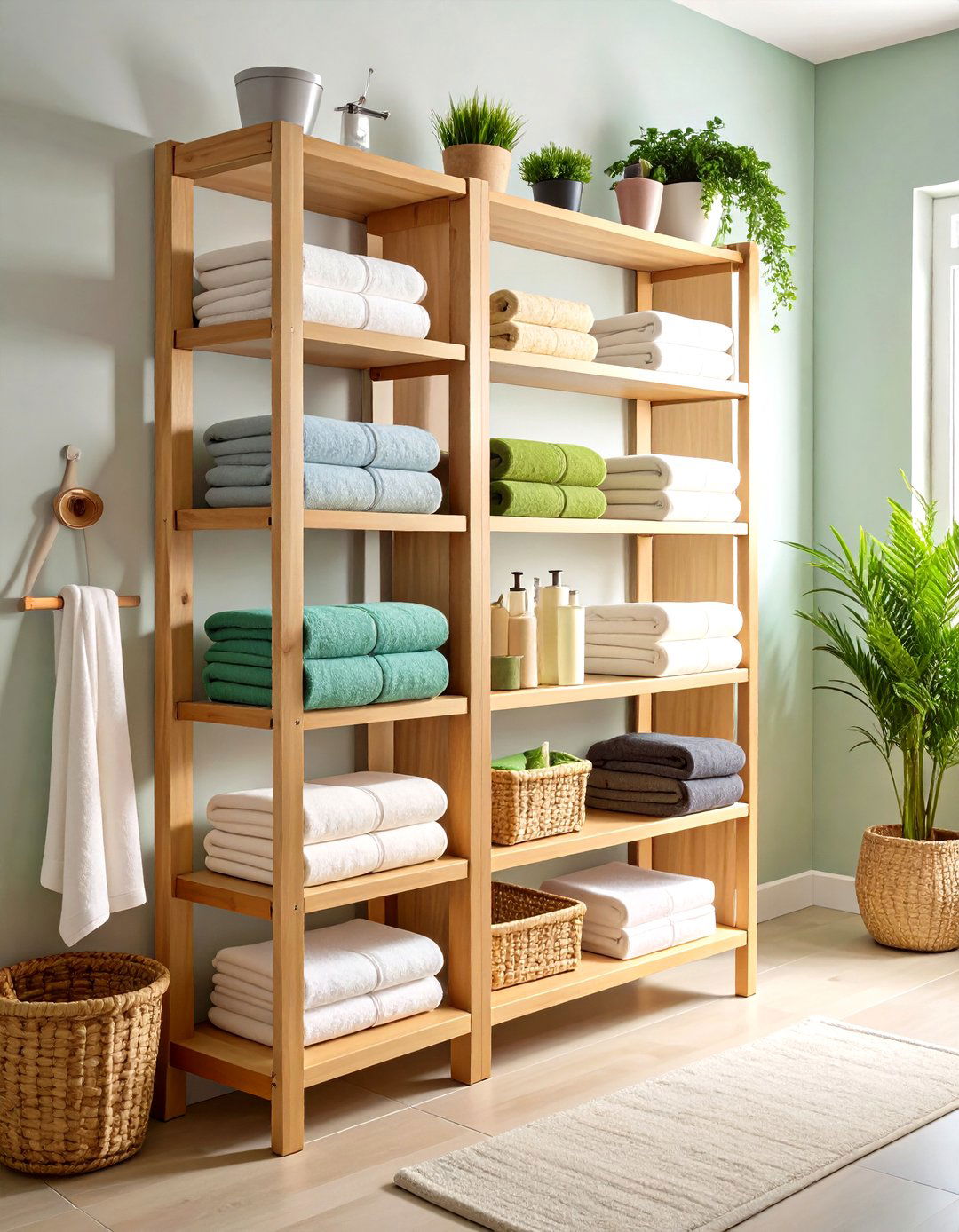 Small Bathroom Ladder Towel Shelving Display - 20 Small Bathroom Shelving Ideas