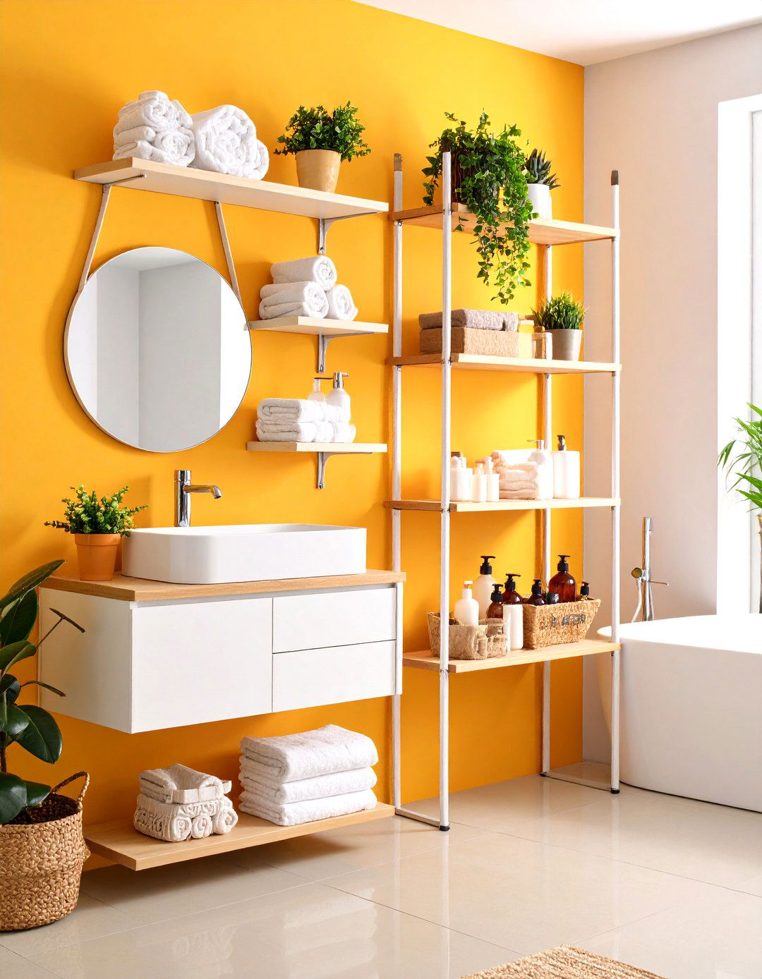 Small Bathroom Tension Rod Shelving Versatility - 20 Small Bathroom Shelving Ideas