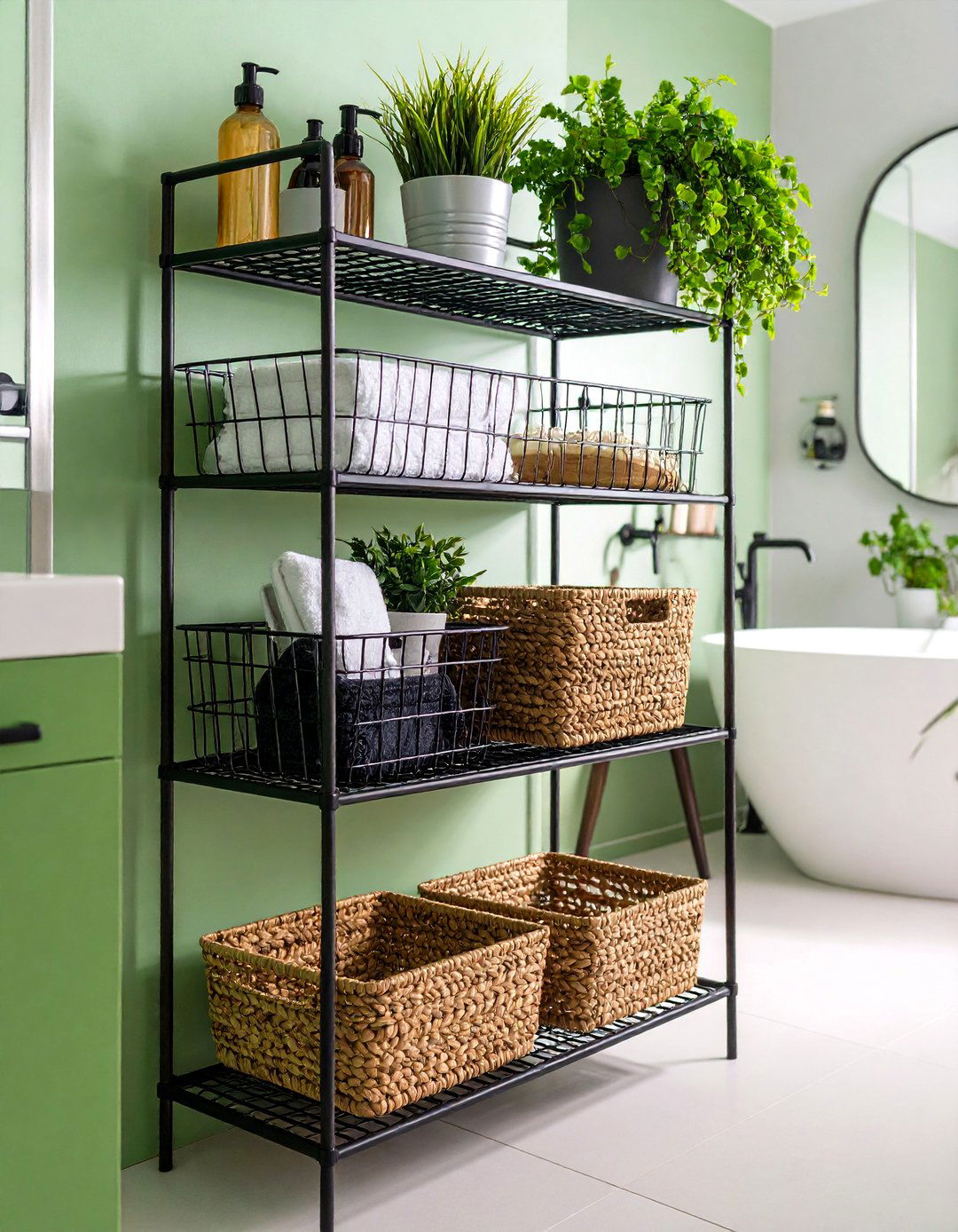 Small Bathroom Wire Basket Shelving Industrial - 20 Small Bathroom Shelving Ideas