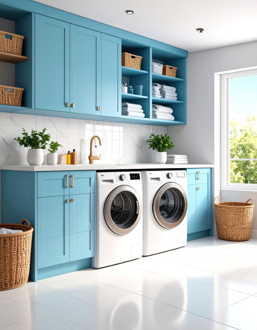 Small Blue Laundry Room Space Maximizing Solutions - 20 Blue Laundry Room Ideas