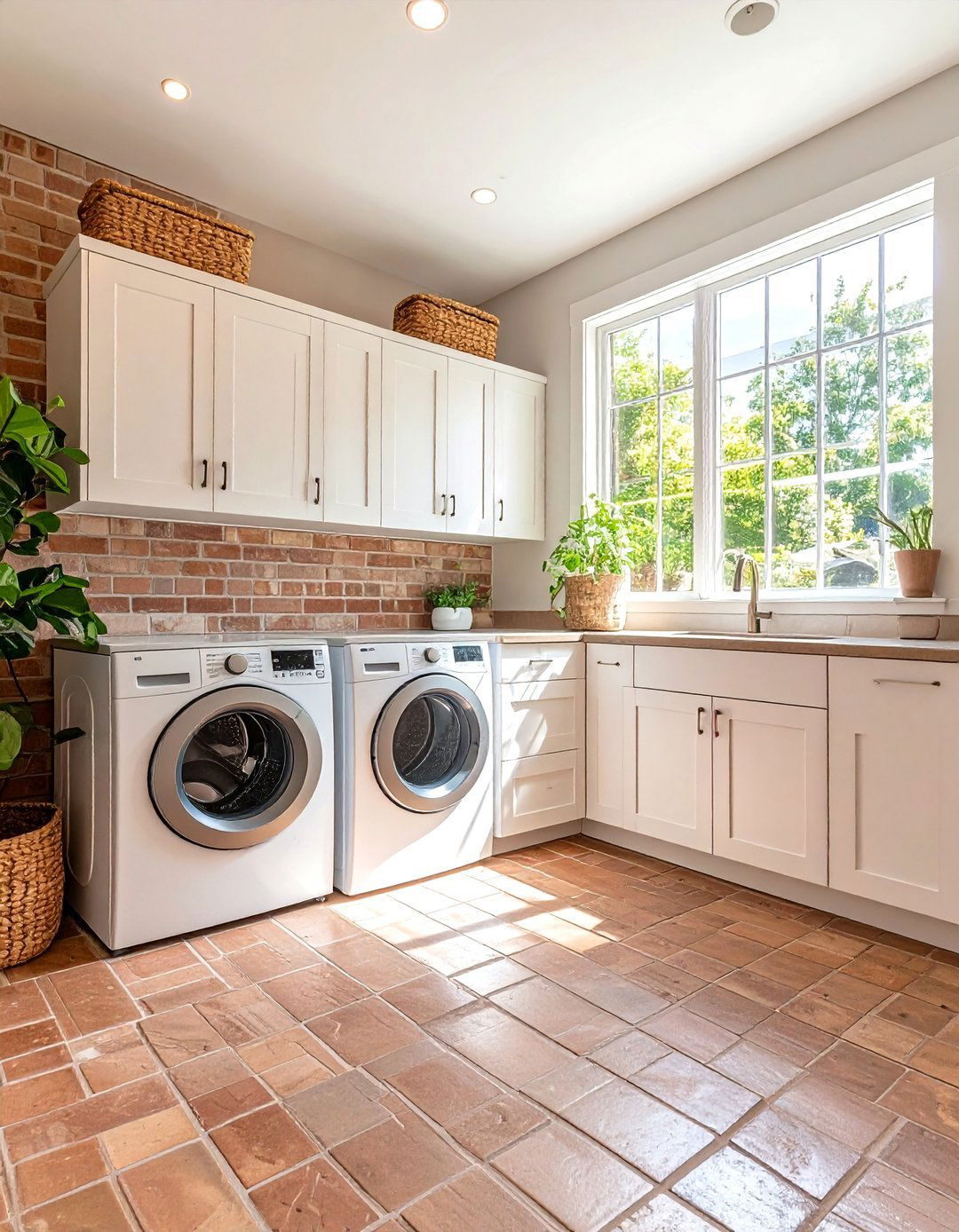 Small Brick Floor Laundry Room Maximizing Space - 20 Brick Floor Laundry Room Ideas