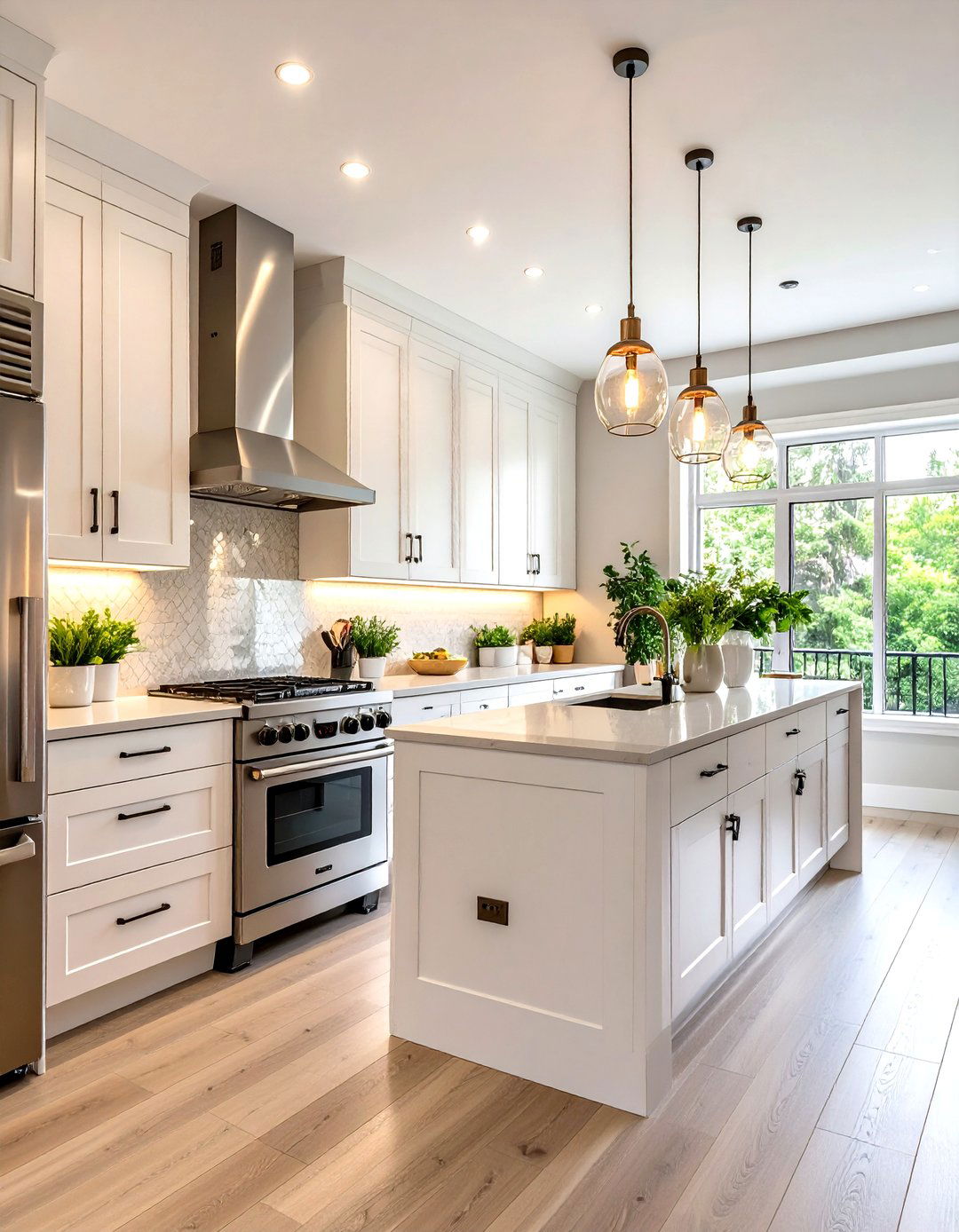 Small Galley White Kitchen with Stainless Steel Appliances - 20 White Kitchen with Stainless Steel Appliances Ideas