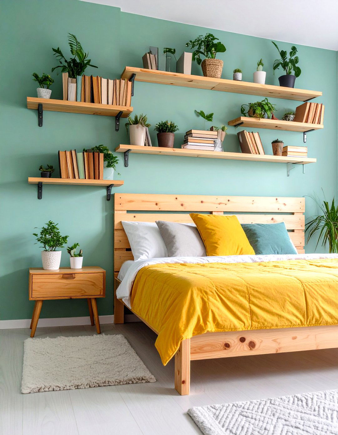 Small Guest Room Floating Shelves Display - 20 small guest room ideas