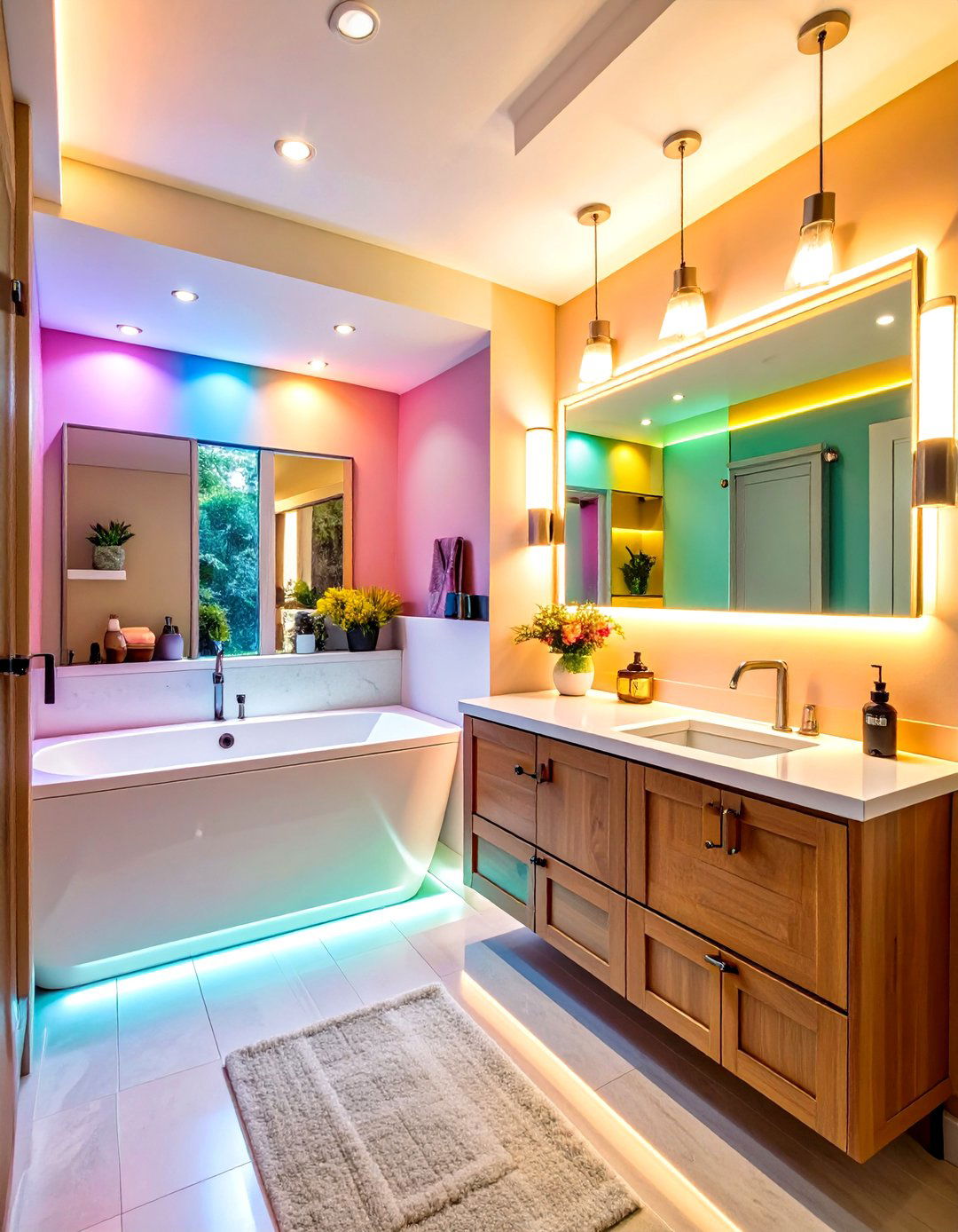 Small Master Bathroom Under Cabinet Lighting Enhancement Design - 20 Small Master Bathroom Ideas
