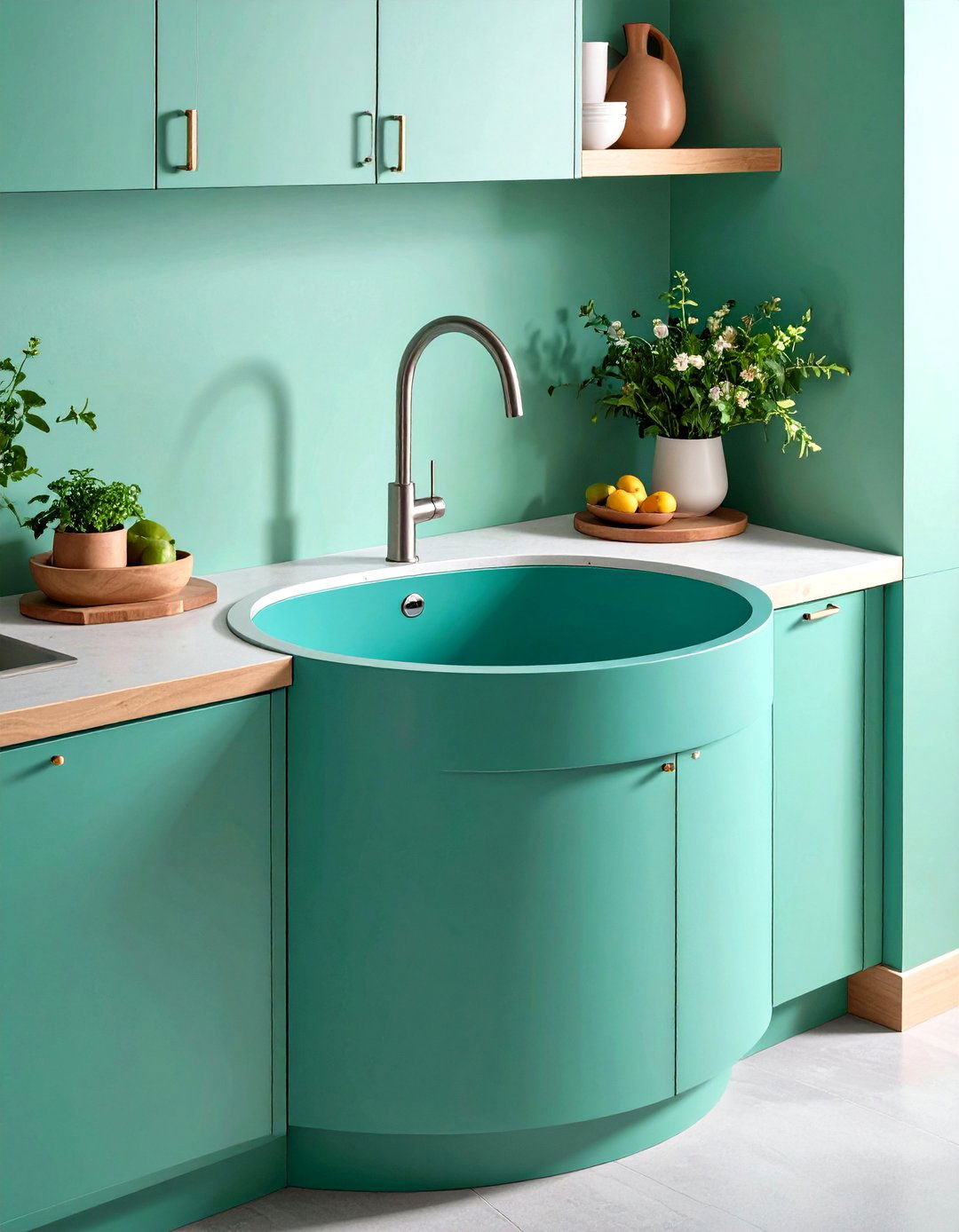 Small Round Corner Kitchen Sink for Compact Spaces - 20 Corner Kitchen Sink Ideas