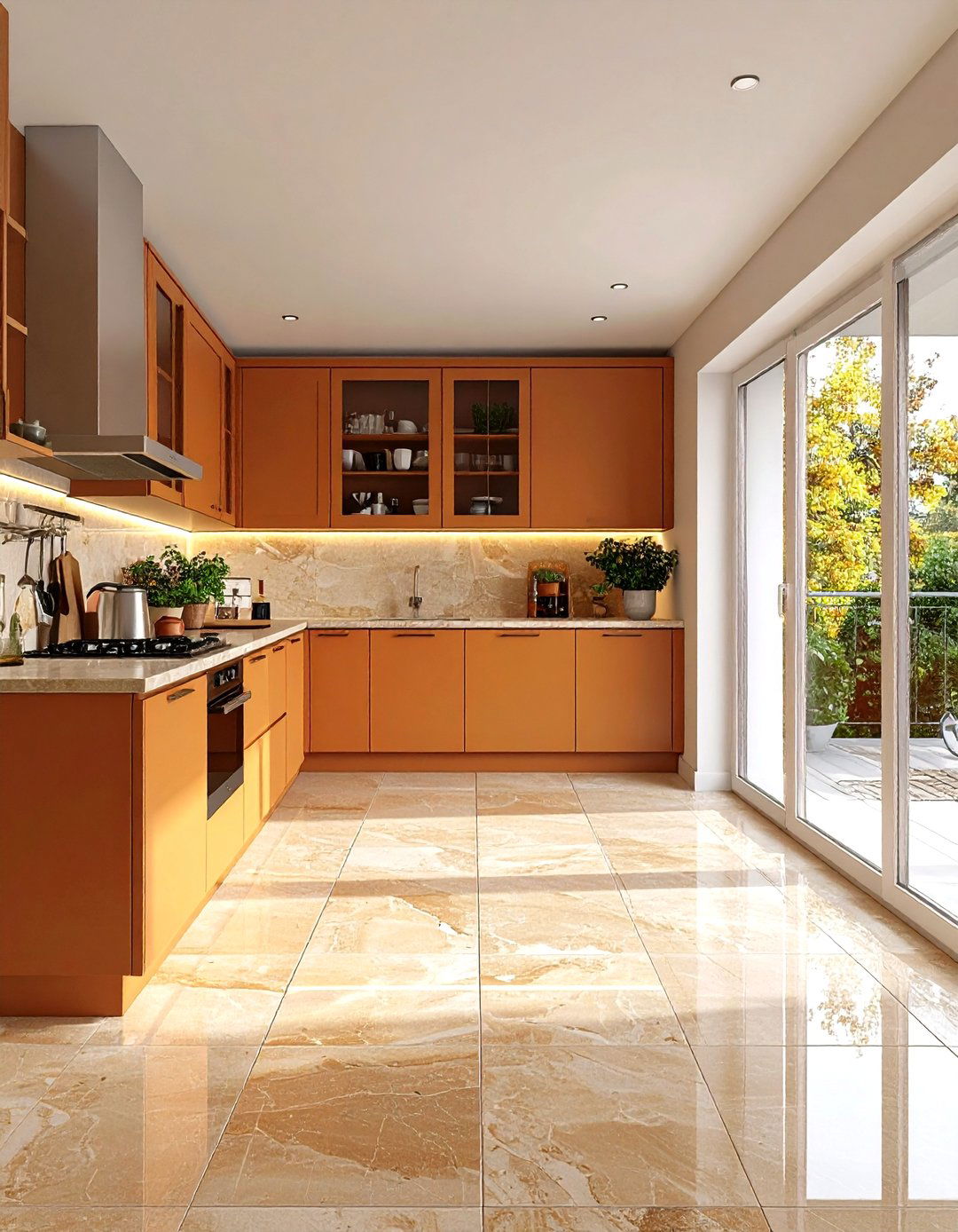 Small Scale Travertine Floor Kitchen with Intimate Charm - 20 Travertine Floor Kitchen Ideas