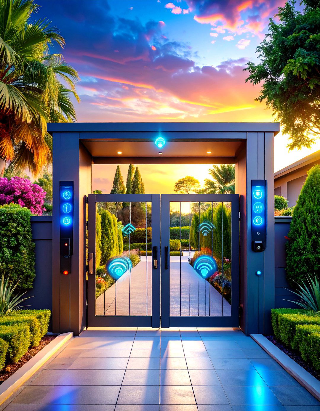 Smart Automated Front Gate Connectivity - 20 Front Gate Ideas