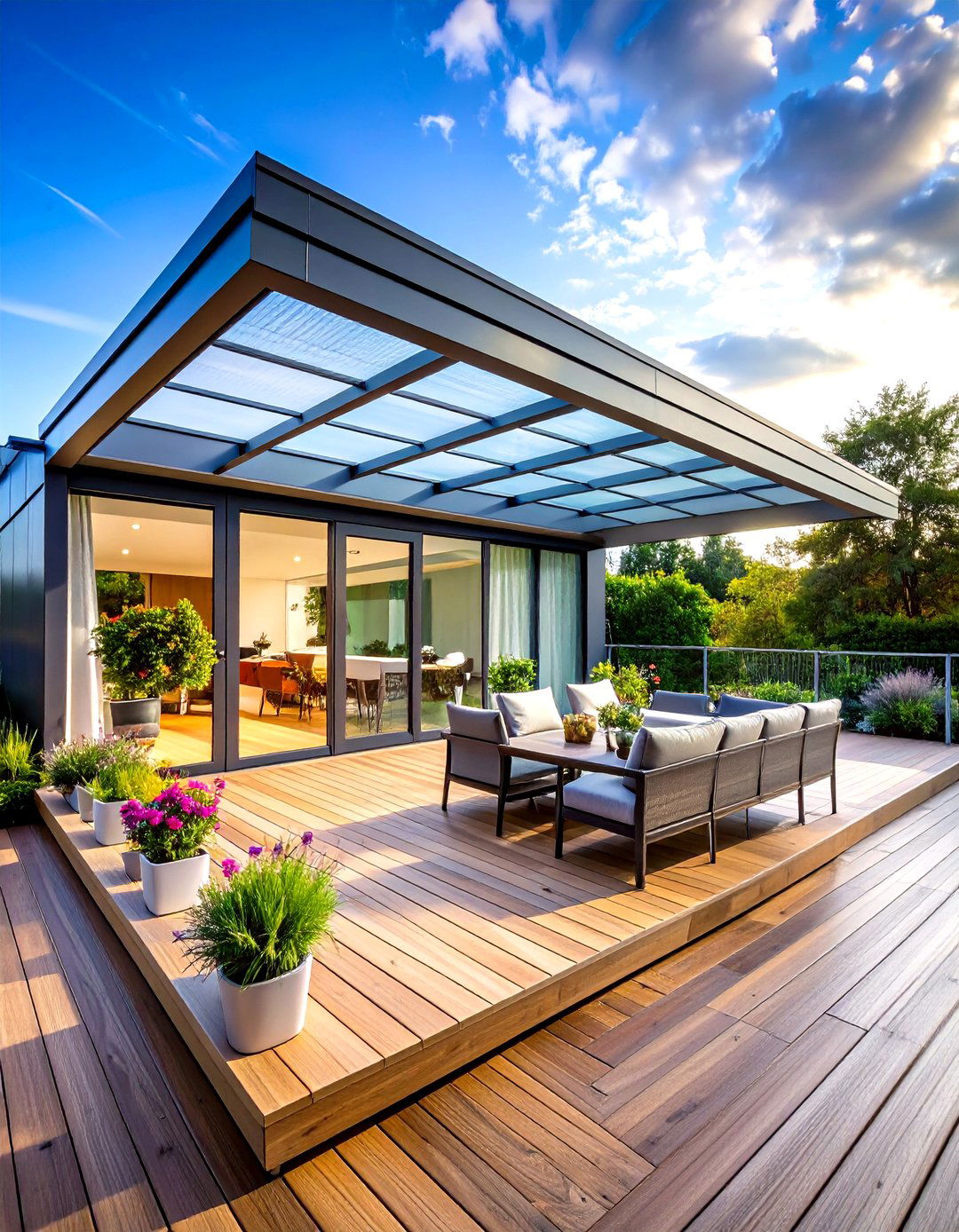 Smart Automated Partially Covered Deck System - 20 Partially Covered Deck Ideas