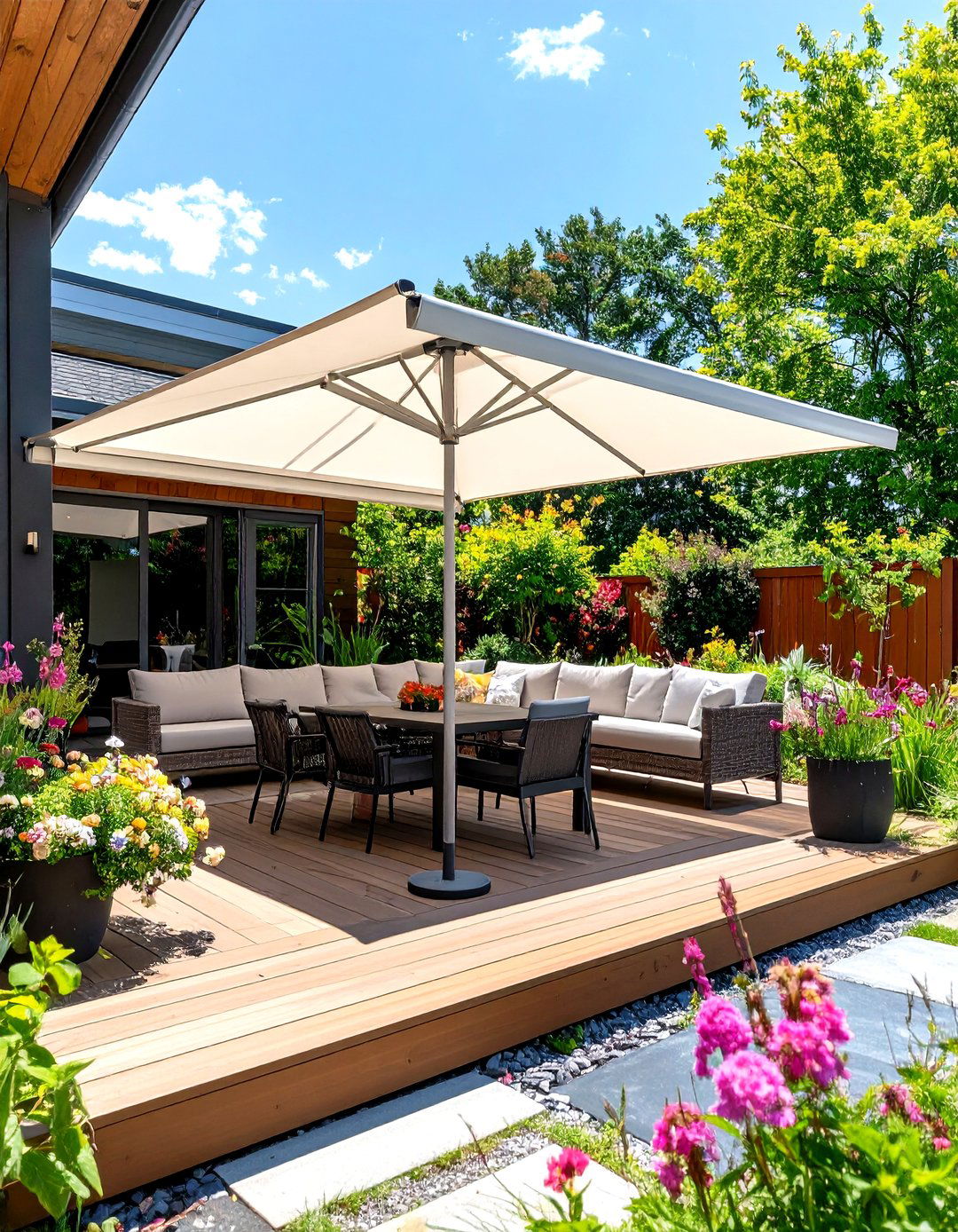 Smart Home Integrated Deck Awning Controlled by App - 20 Deck Awning Ideas