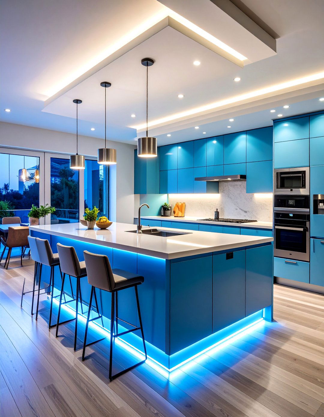 Smart LED Kitchen Island Lighting with Programmable Features - 20 Kitchen Island Lighting Ideas