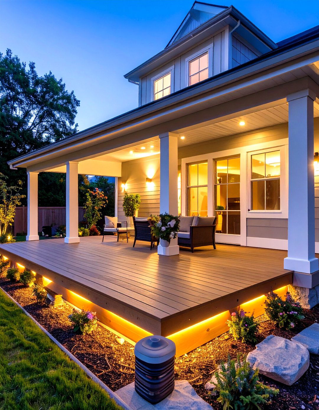 Smart Lit Front Porch Deck - 20 Front Porch Deck Ideas