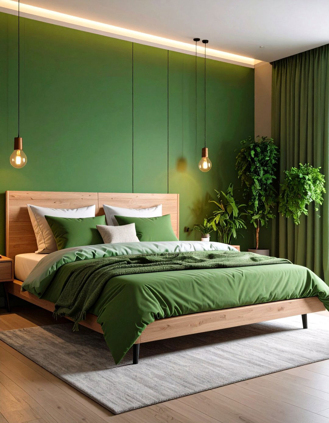 Smart Lit Green Bedroom Balancing Circadian Rhythm - 20 Green Bedroom Ideas