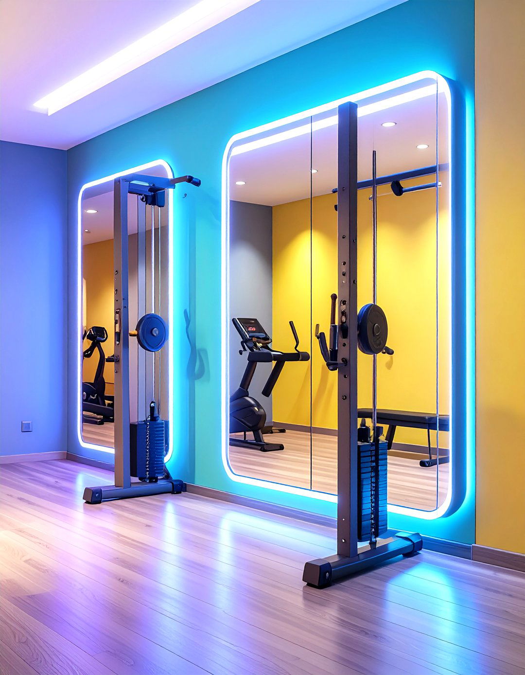 Smart Mirror Wall Elevates the Home Gym - 20 Home Gym Ideas