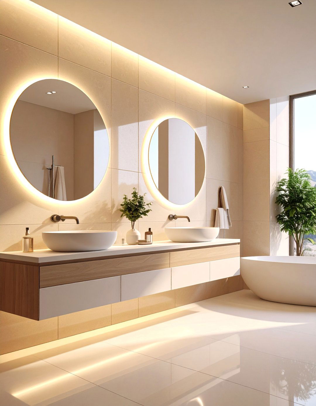 Smart Neutral Fixture Bathroom - 20 Beige and White Bathroom Ideas