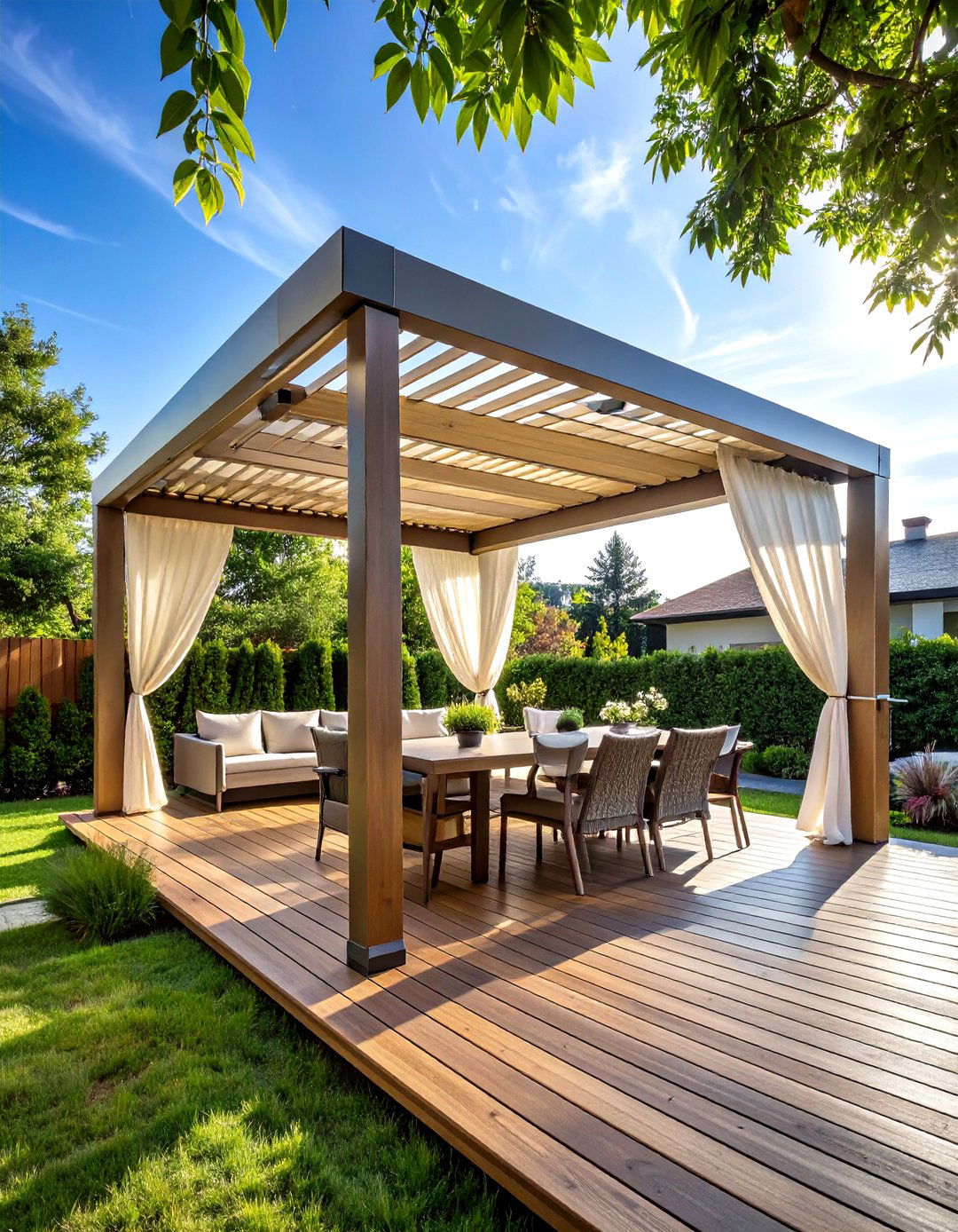 Smart Pergola Over the Deck - 20 Deck Decorating Ideas