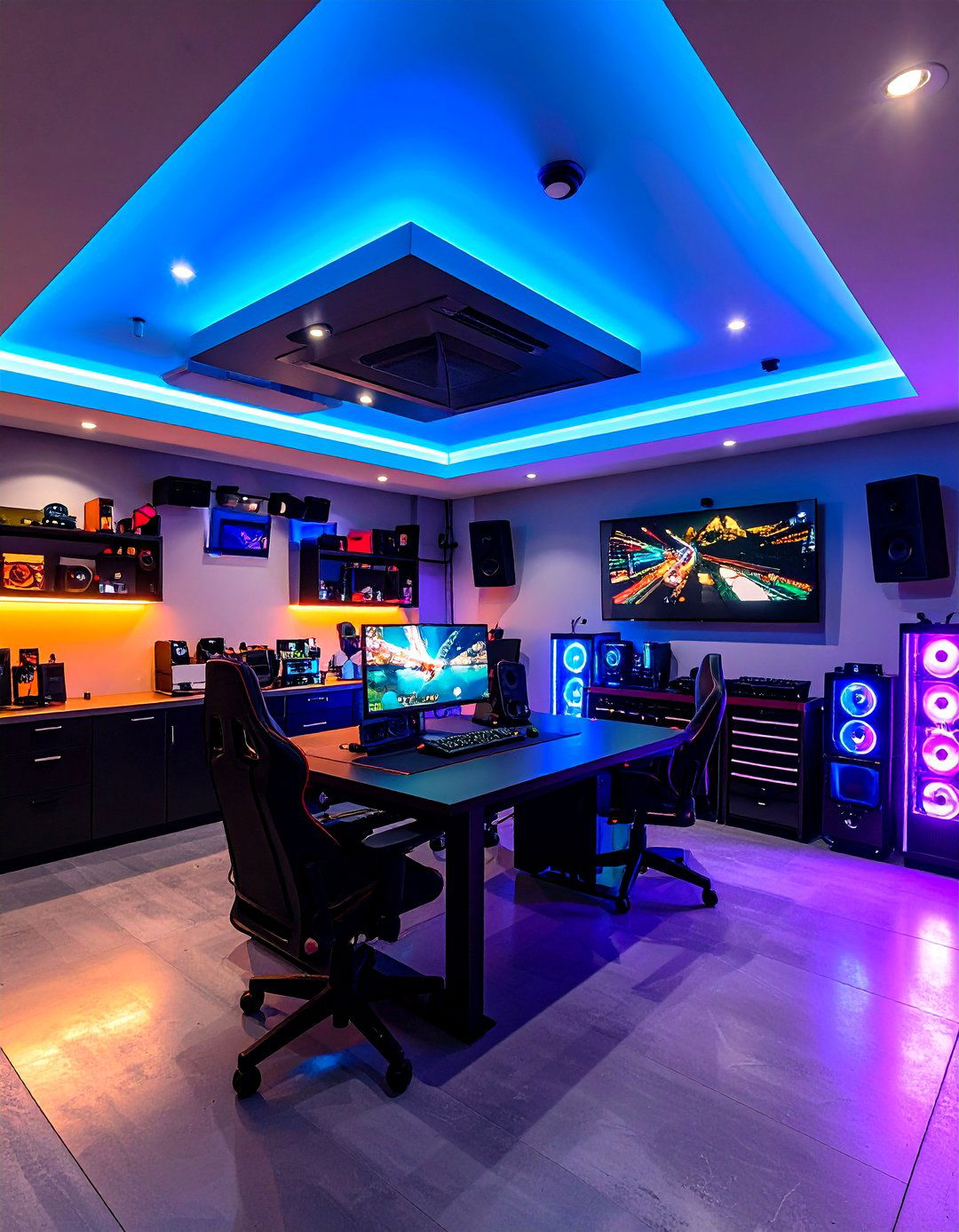 Smart Scene Lighting Automates the Garage Game Room Experience - 20 Garage Game Room Ideas