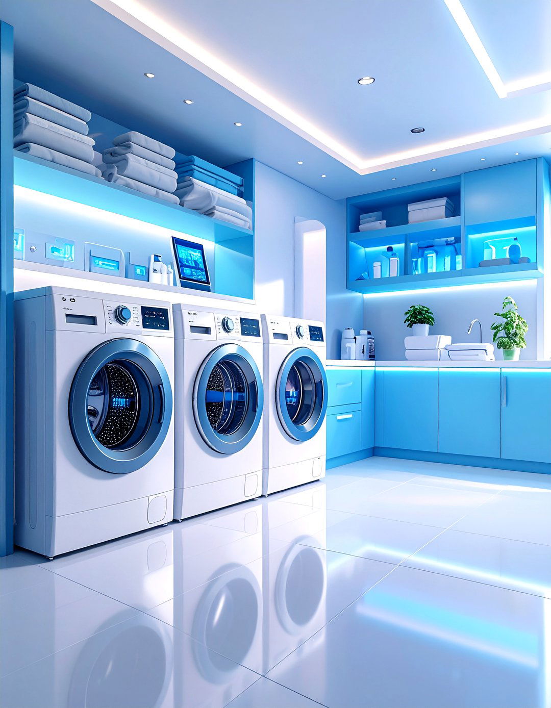Smart Tech Integrated Laundry Detergent Storage Hub - 20 Laundry Detergent Storage Ideas