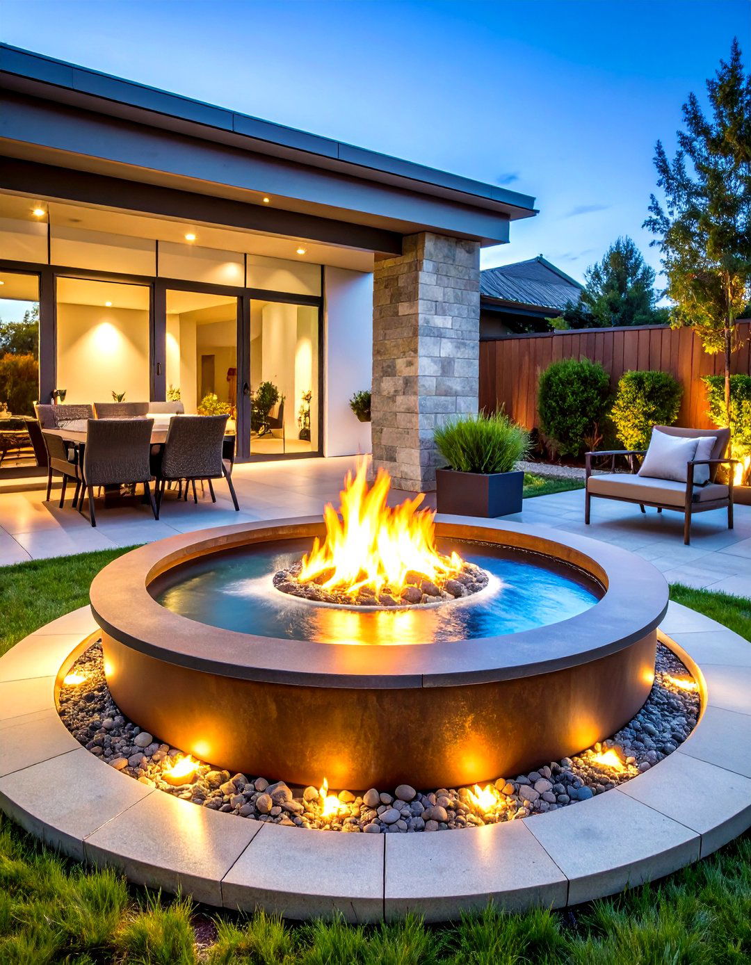 Smart Technology Fire and Water Feature Combination - 20 Water Feature Ideas
