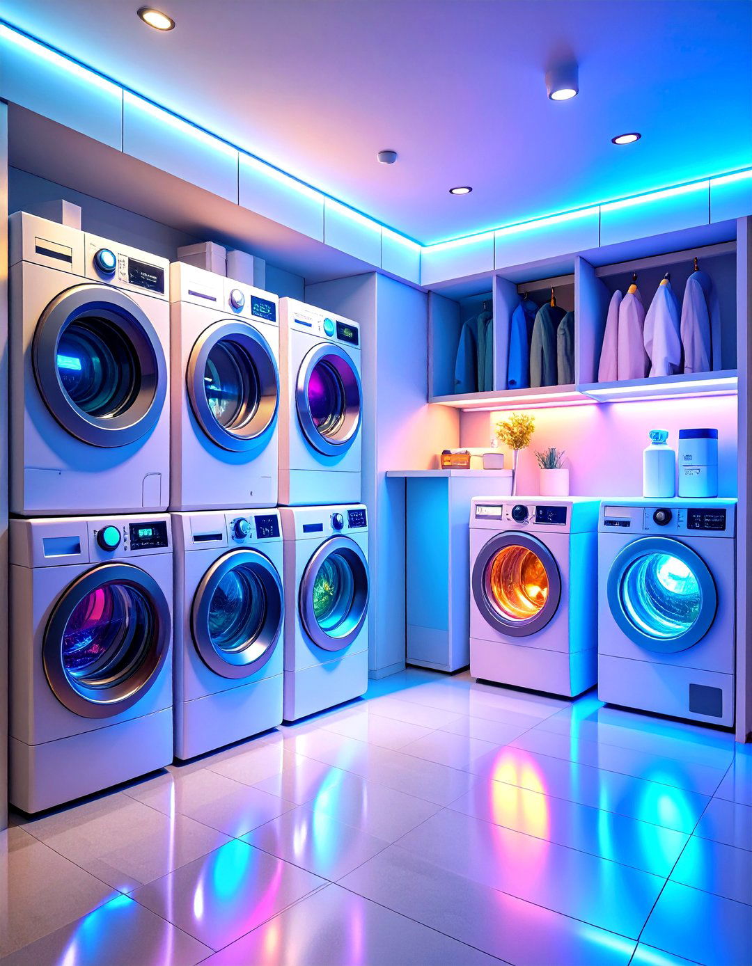 Smart Technology Laundry Closet with Automated Features - 20 Laundry Closet Ideas