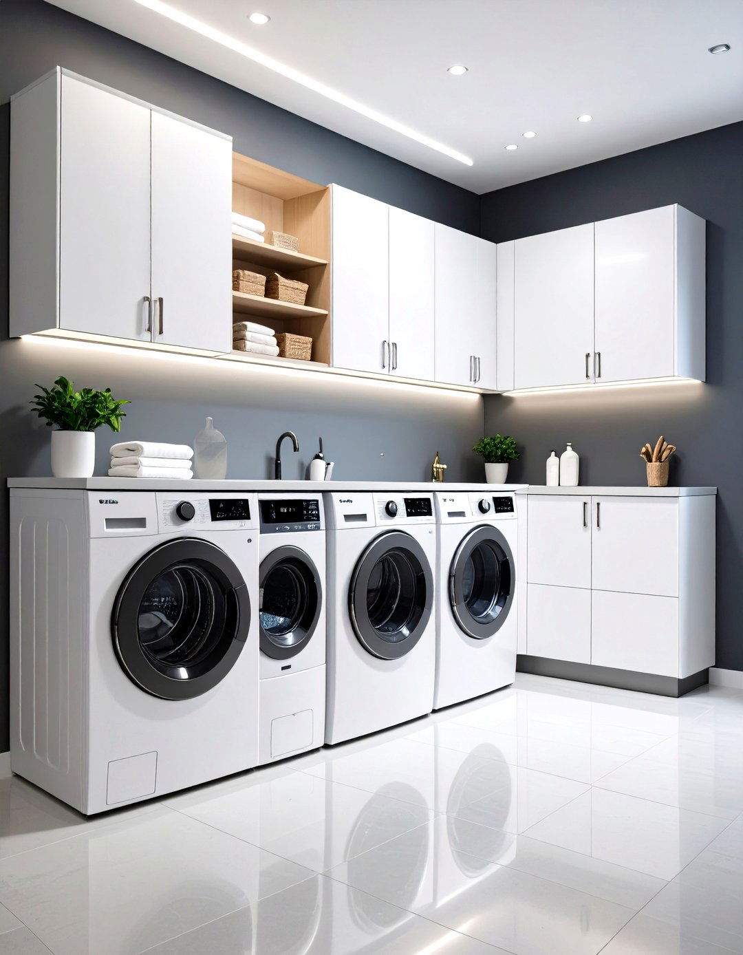 Smart Technology Laundry Room Cabinet Integration - 20 Laundry Room Cabinet Ideas