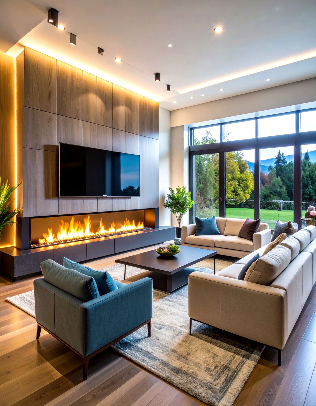 Smart Technology Linear Fireplace with App Control - 20 linear fireplace ideas