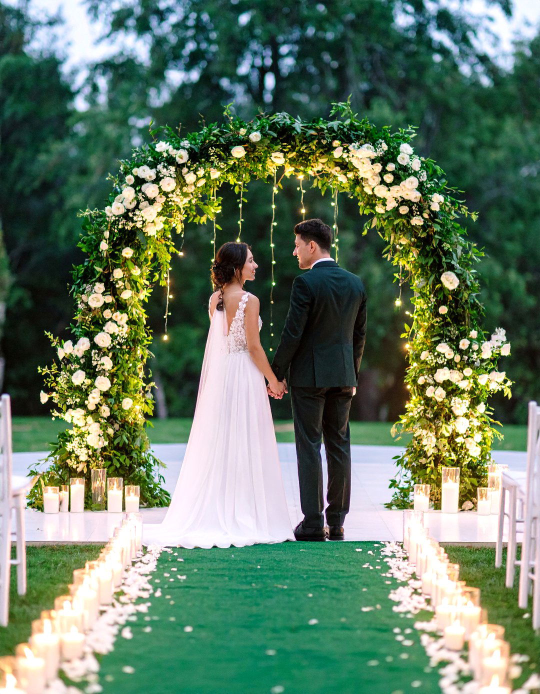Smilax Draped Emerald Ceremony Arch Frames Your I Do - 20 Emerald Green Wedding Ideas