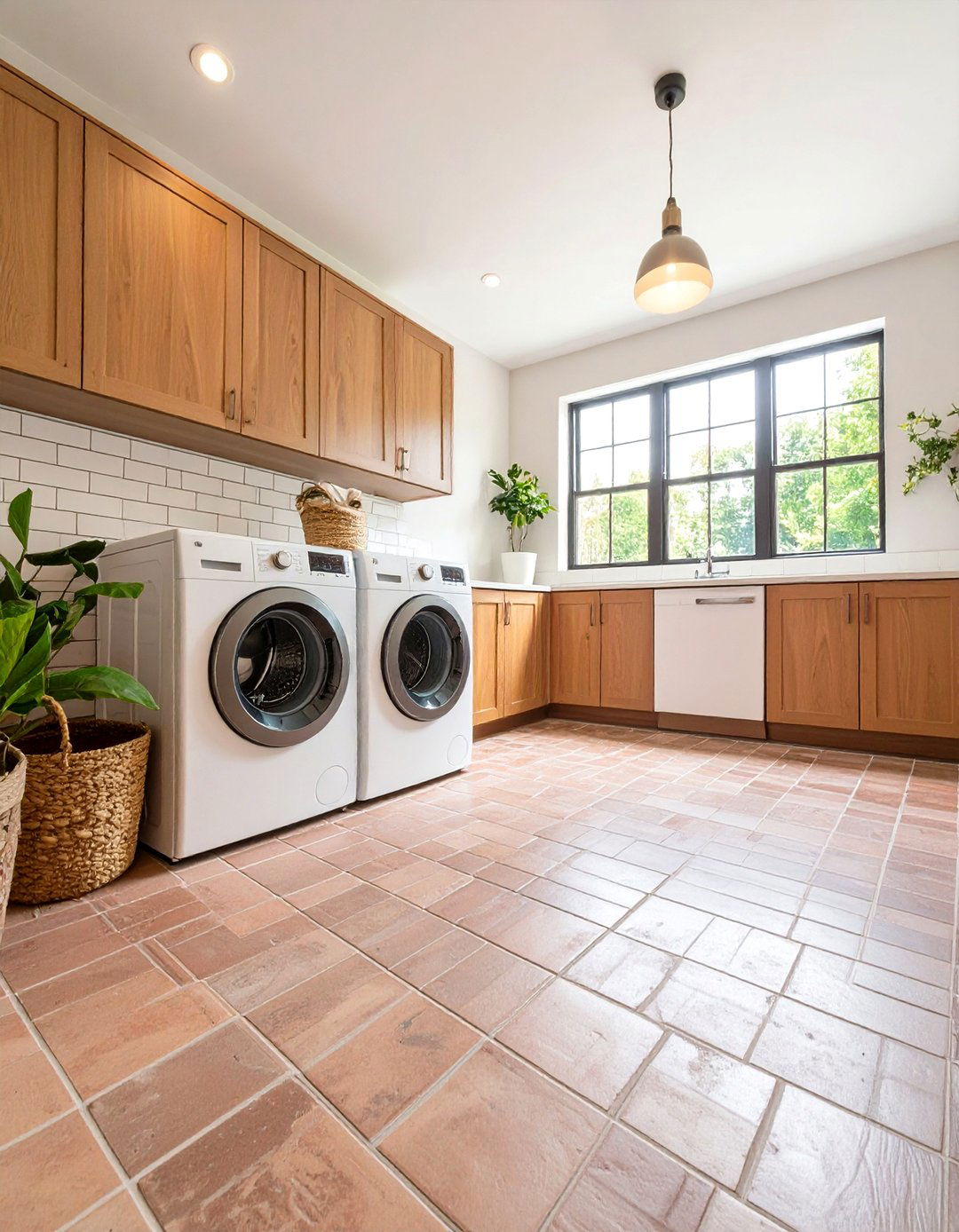 Smooth Brick Floor Laundry Room Modern Finish - 20 Brick Floor Laundry Room Ideas