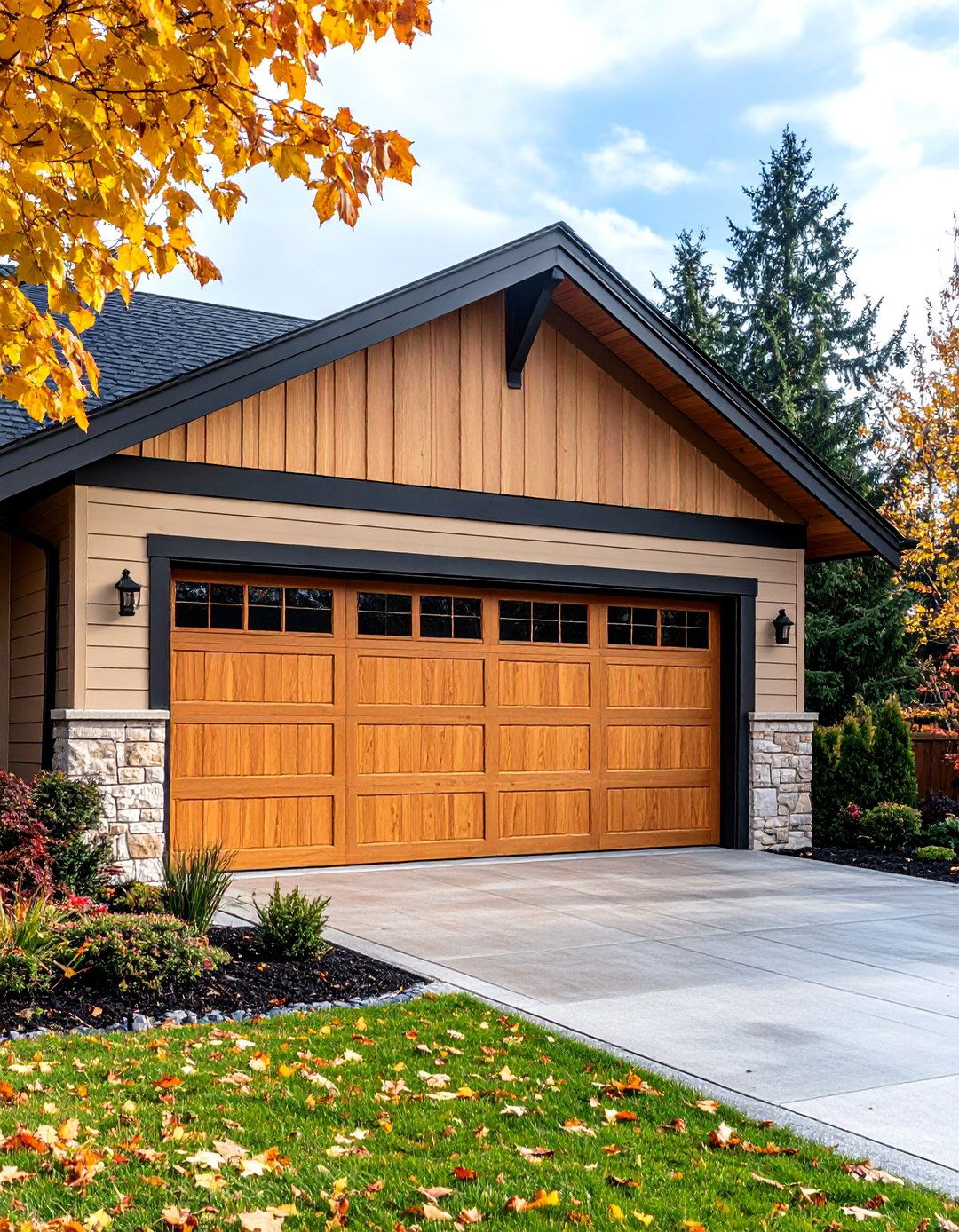 Smooth Tan Stucco with White Lintel and Black Trims - 20 Tan House With Black Trim Design Ideas
