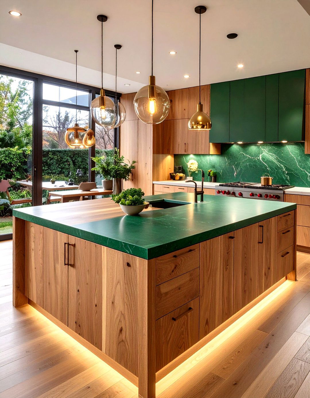 Soapstone Insert in Walnut Butcher Block - 20 Kitchen With Green Countertops Ideas