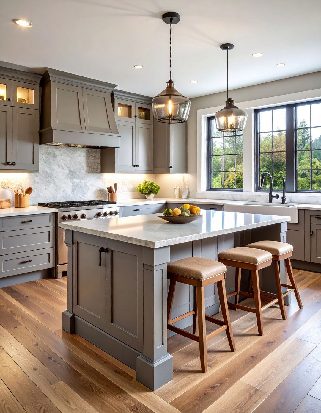 Soapstone Kitchen Island with Vintage Inspired Details and Traditional Seating - 20 Kitchen Island Ideas With Seating