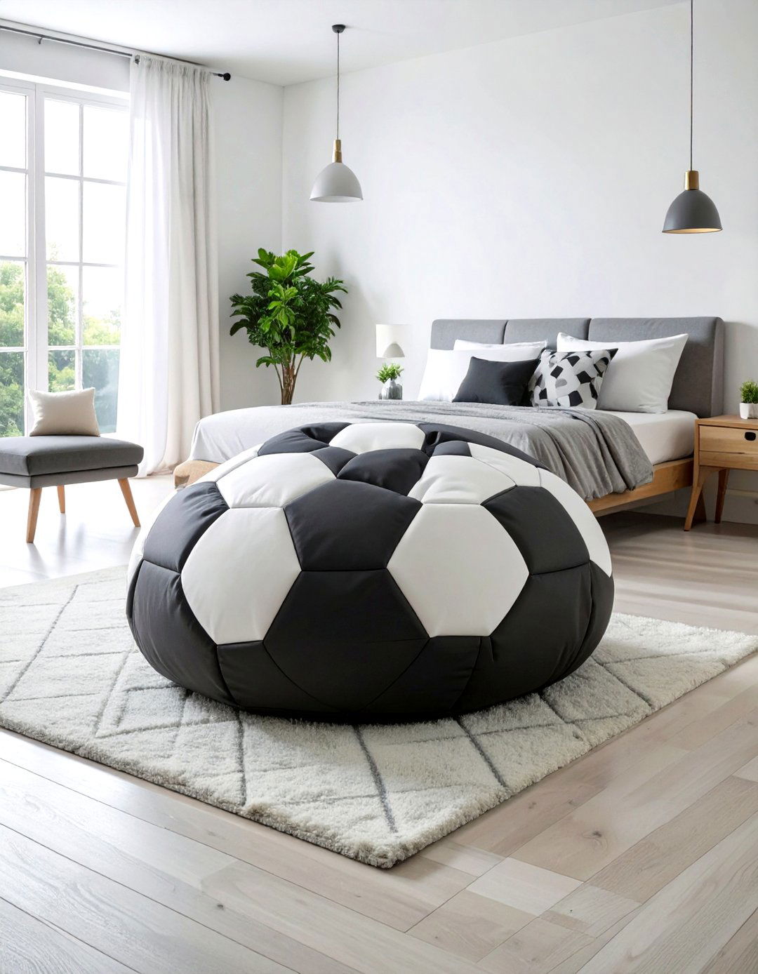 Soccer Ball Bean Bag Chairs - 20 Soccer Themed Bedroom Ideas