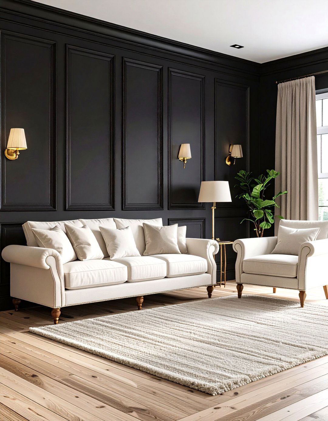 Soft Black Walls and Whitewashed Floors - 20 Floor and Wall Color Ideas