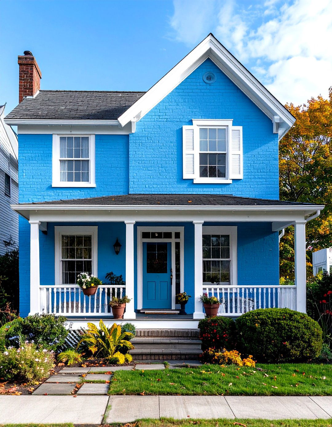Soft Blue Painted Brick Houses - 20 Painted Brick Houses