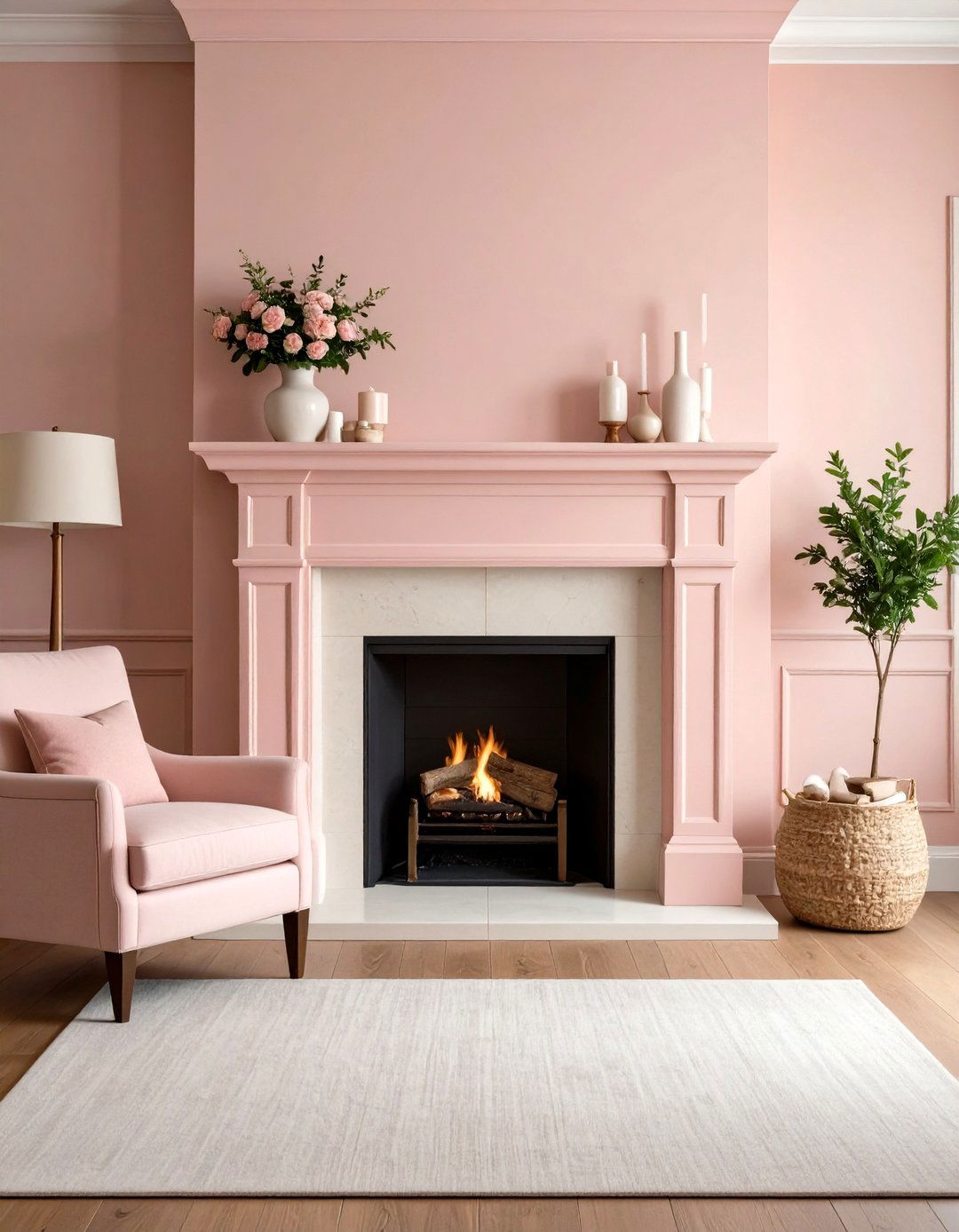 Soft Blush Fireplace Surprise - 20 Fireplace Paint Ideas