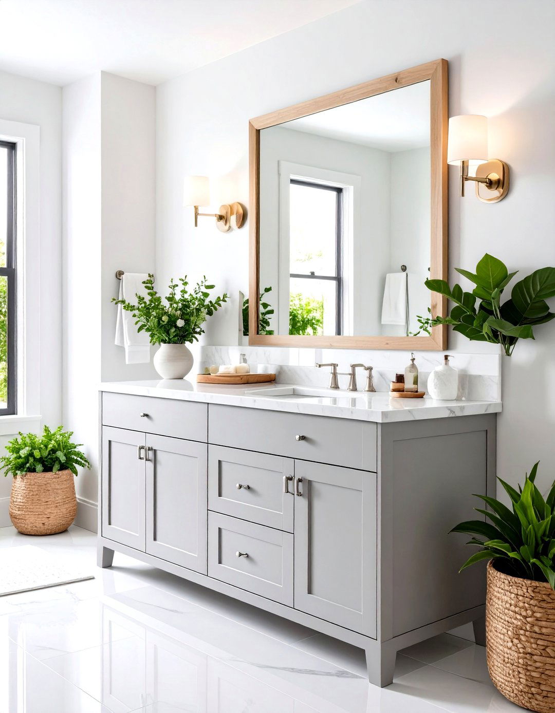 Soft Dove Gray Shaker Vanity Elevates Classic Bathrooms - 20 Grey Bathroom Vanity Design Ideas