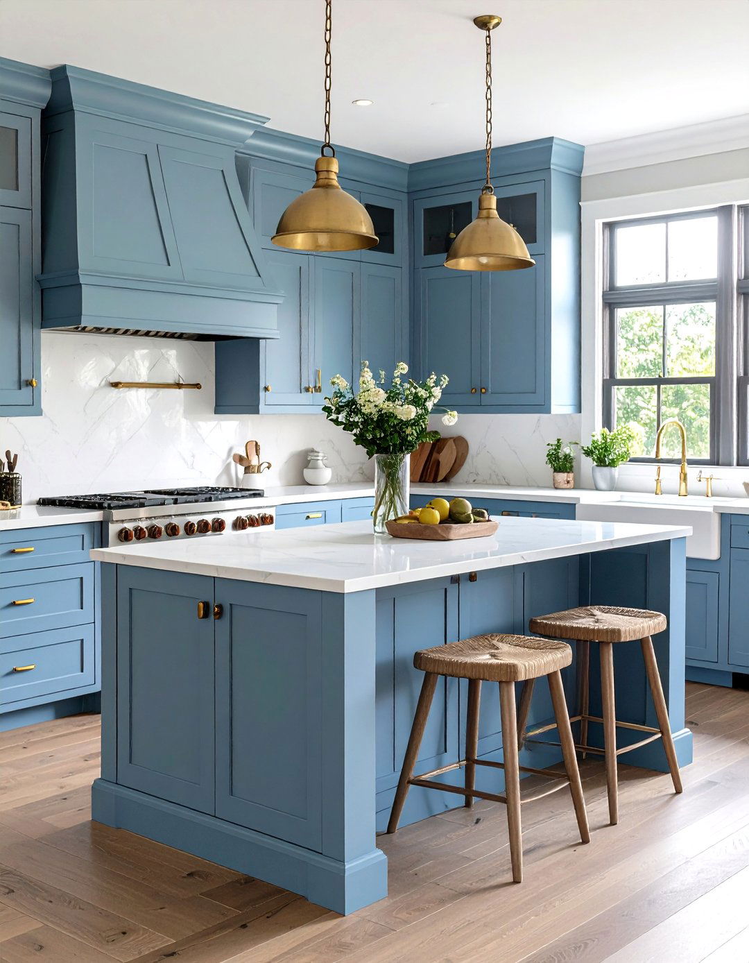 Soft Dusty Blue Kitchen Island - 20 Kitchen Island Color Ideas