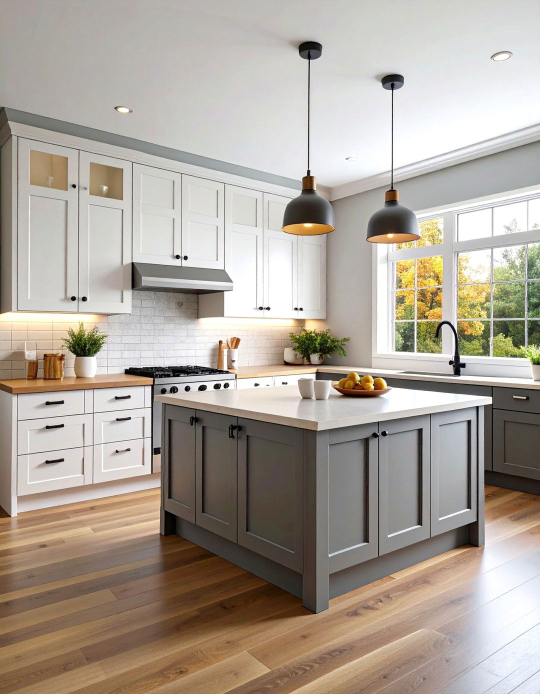 Soft Gray and Bright White - 20 Two Tone Kitchen Cabinet Ideas