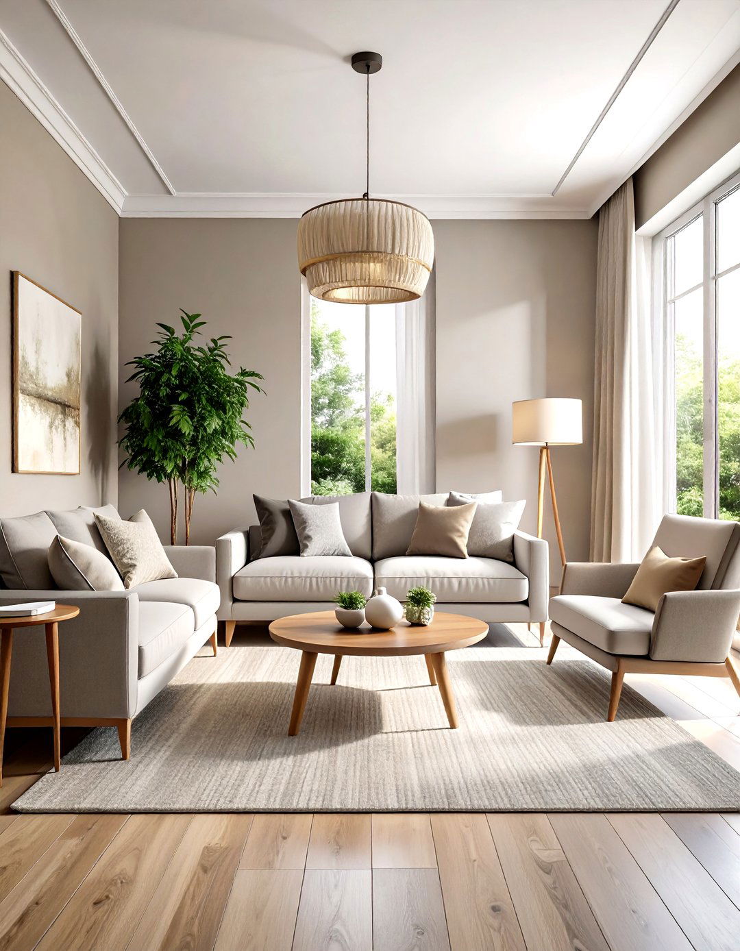 Soft Greige Backdrop Lets Natures Hues Shine - 20 Earthy Living Room Decor Ideas