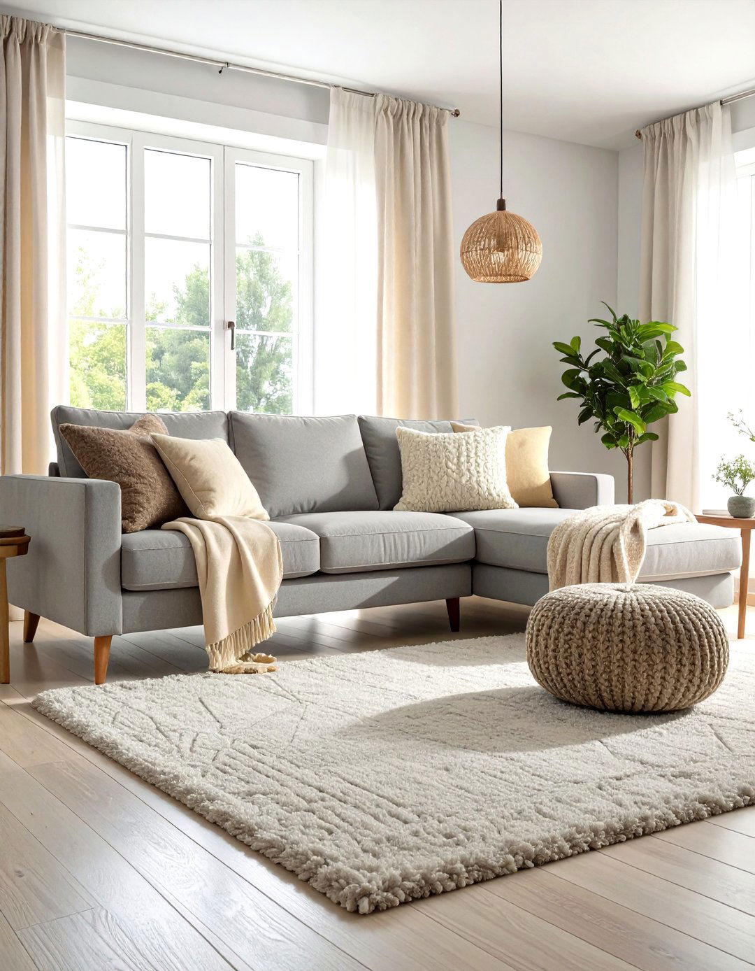 Soft Layered Textures for a Grey and Cream Living Room - 20 Grey and Cream Living Room Ideas