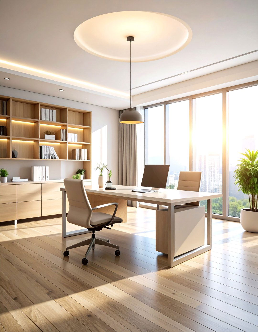 Soft Lighting Layered Home Office Background - 20 Home Office Background Ideas