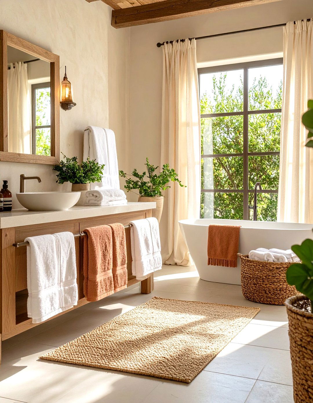 Soft Linens and Fabrics - 20 Tuscan Bathroom Ideas