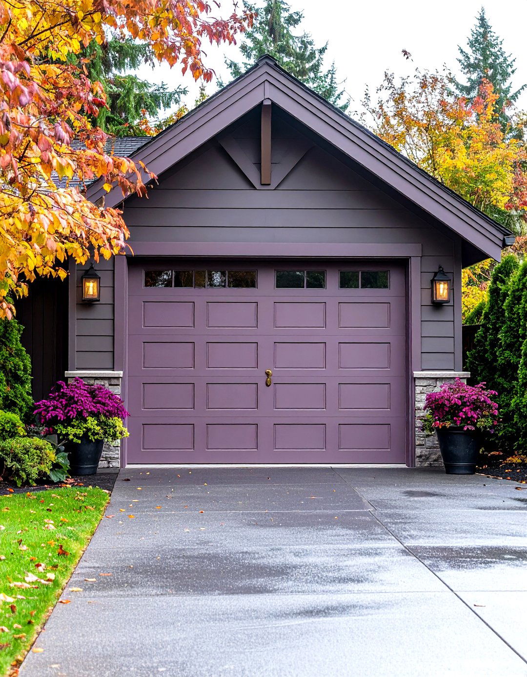 Soft Mauve Garage Door Romance - 20 Garage Door Paint Ideas