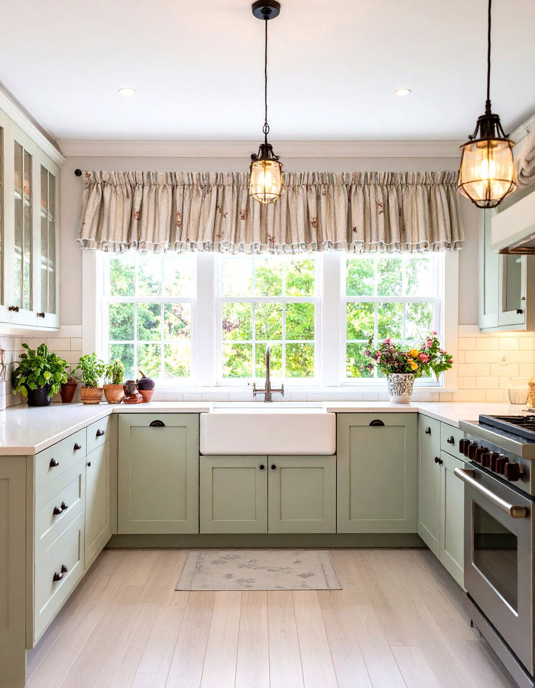 Soft Patterned Kitchen Window Treatments - 20 Cozy Kitchen Ideas