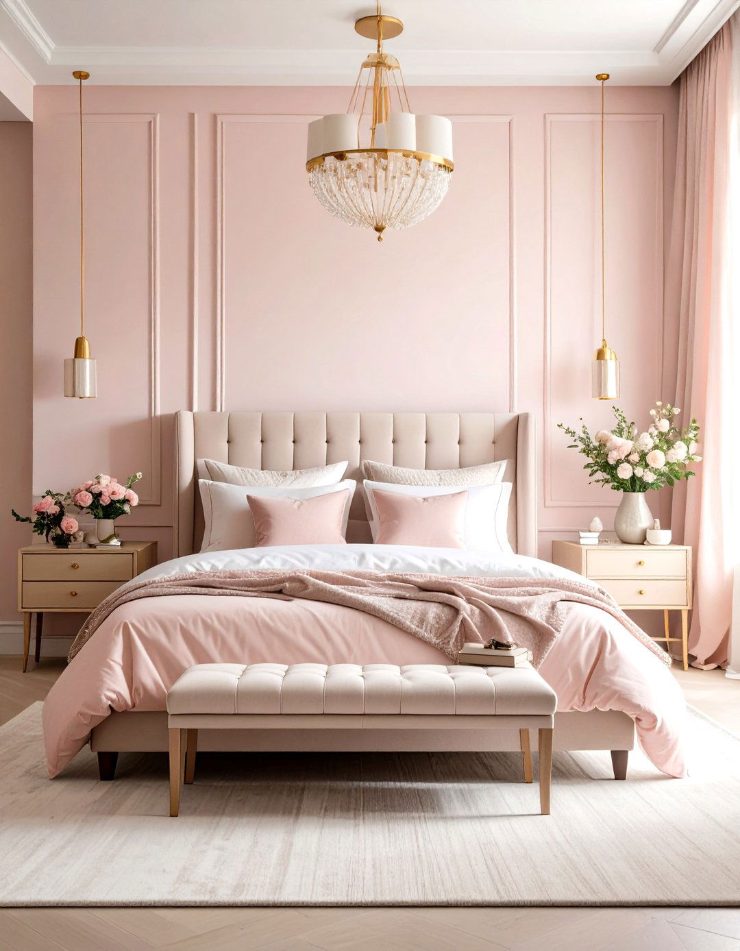 Soft Pink Textural Bedroom - 20 Pink Bedroom Ideas