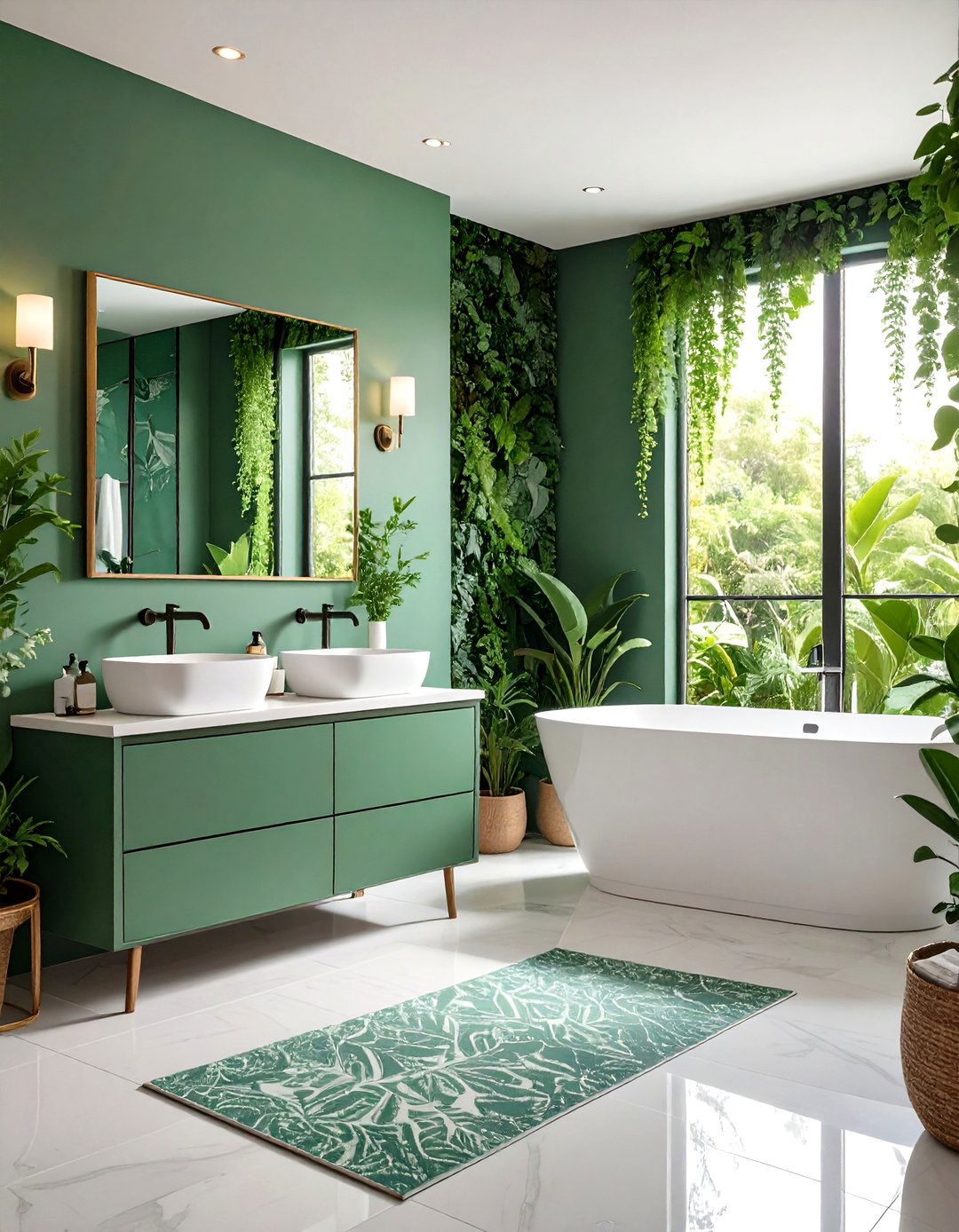 Soft Sage Botanical Powder Room Wallpaper - 20 Powder Room Wallpaper Ideas